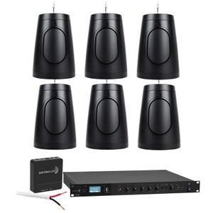 Commercial Six Speaker Sound System for Small Cafe Bar Restaurant Brewery Starter Package with FREE Wi-Fi Streamer Black